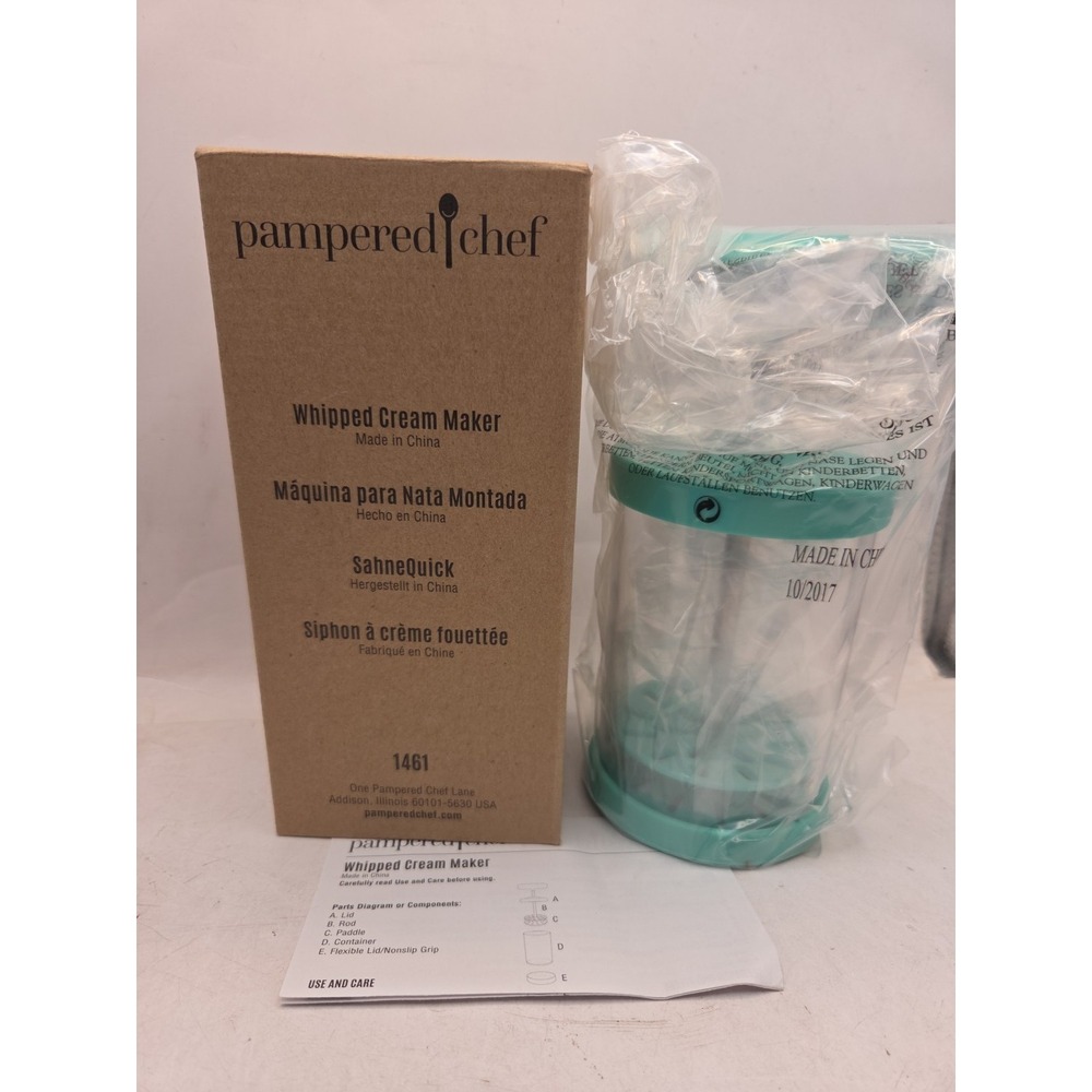 Pampered Chef Whipped Cream Maker #1461 New With Box Teal Turquoise